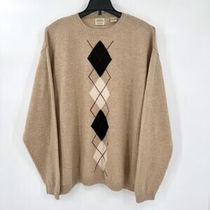 VTG 80s St Johns Bay Oversized Argyle Sweater Mens XL 100% Washable Lambswool